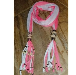 Pink and white scarf